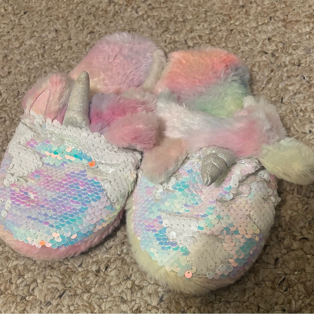Colorful Unicorn Sequin Slippers